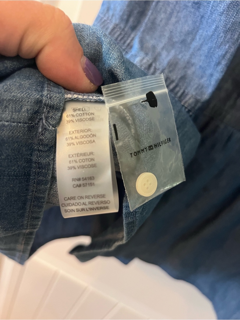 Size 12- Tommy Hilfiger Women's Chambray Tiered Shirtdress - blue - Picture 4 of 6